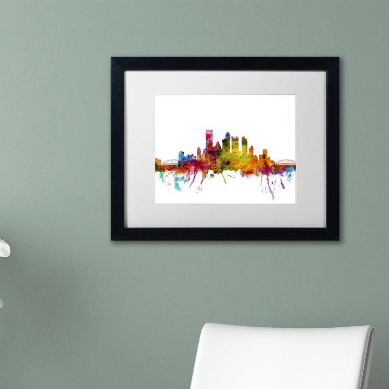 « pittsburgh pennsylvanie horizon », impression encadrée rectangulaire, H 11 po x l 14 po x P 0,5 po, Blanc
