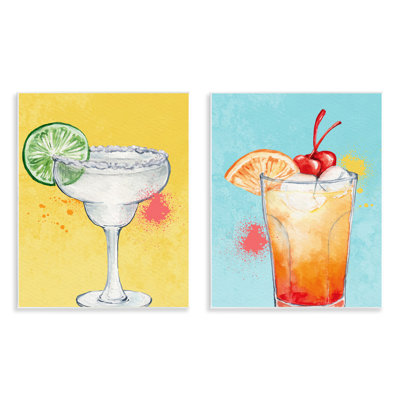 Cocktails with Modern Splash 2 Piece Wall Plaque Art Set, design by Kim Allen