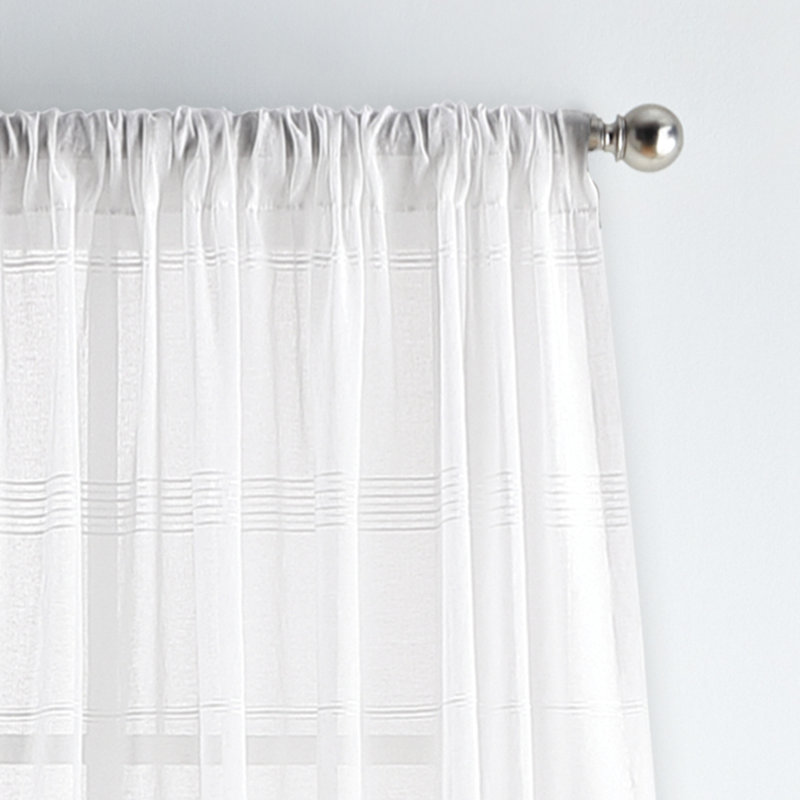 Delicate Striped Rod Pocket Curtain Panels, 50" W x 95" L, White