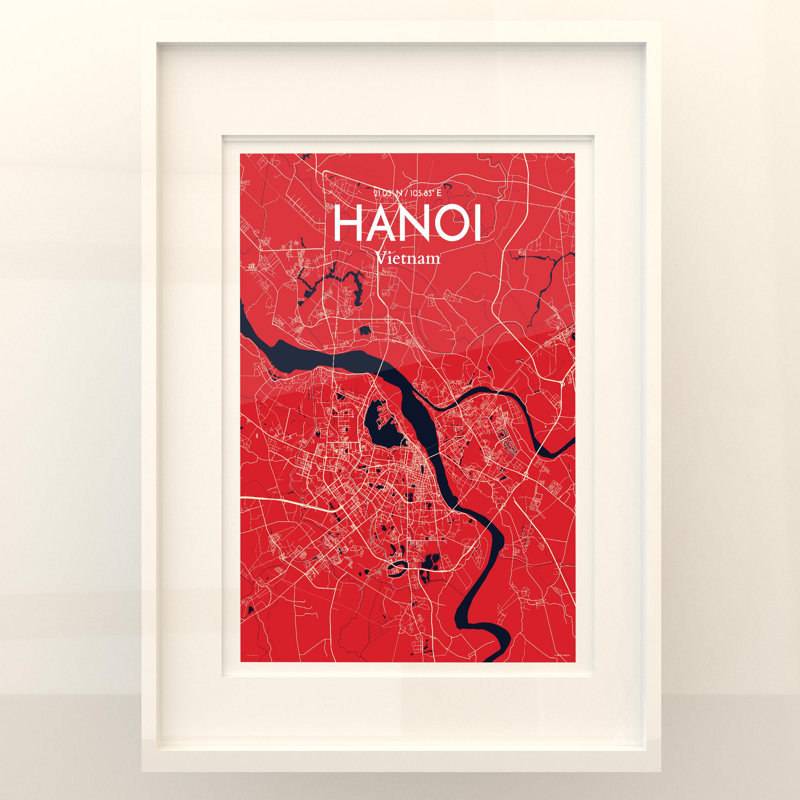 Hanoi City Map In Nautical - No Frame Print, 27.6cm H x 19.7cm W x 0.05cm D