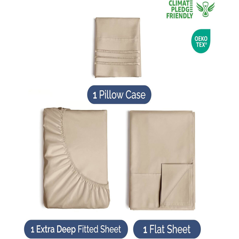 Extra Deep Pocket luxury Sheet Set - Solid Ultra Soft & Cooling Sheet Sets, Cream