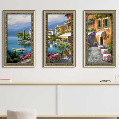 «Seaside Bistro Cafe» par Sung Kim - cadre photo 3 pièces, impression