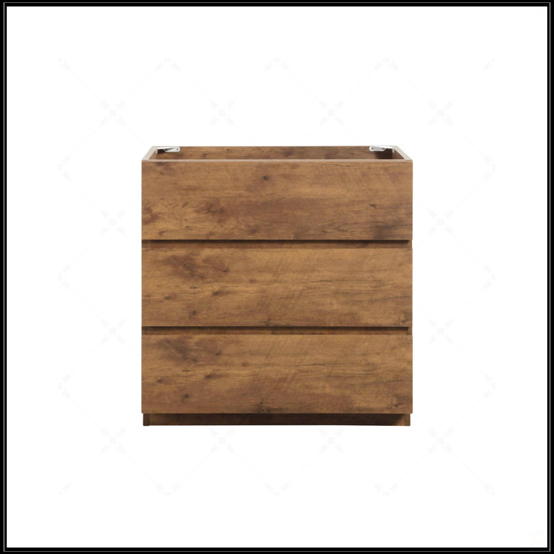Armoire de plancher moderne en noyer avec trois tiroirs Alice-30F-105, pré-assemblée pour une installation facile et un rangement amélioré
