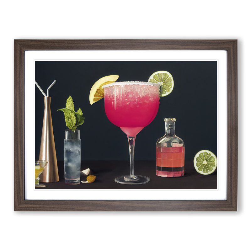 XH1022-6076X Modern Cocktail Vol.3 - Single Picture Frame Print, 34cm H x 46cm W x 2cm D, Walnut