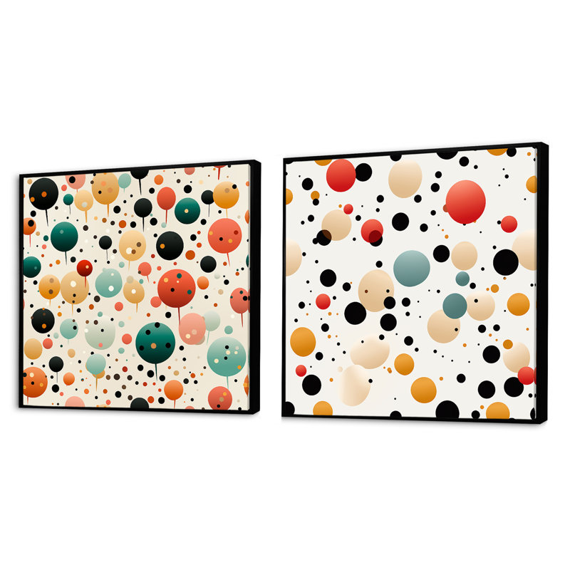 Chrishon - Abstract Shapes Square Collage Set Of 2, Black Floater Framed, 16" H x 33" W