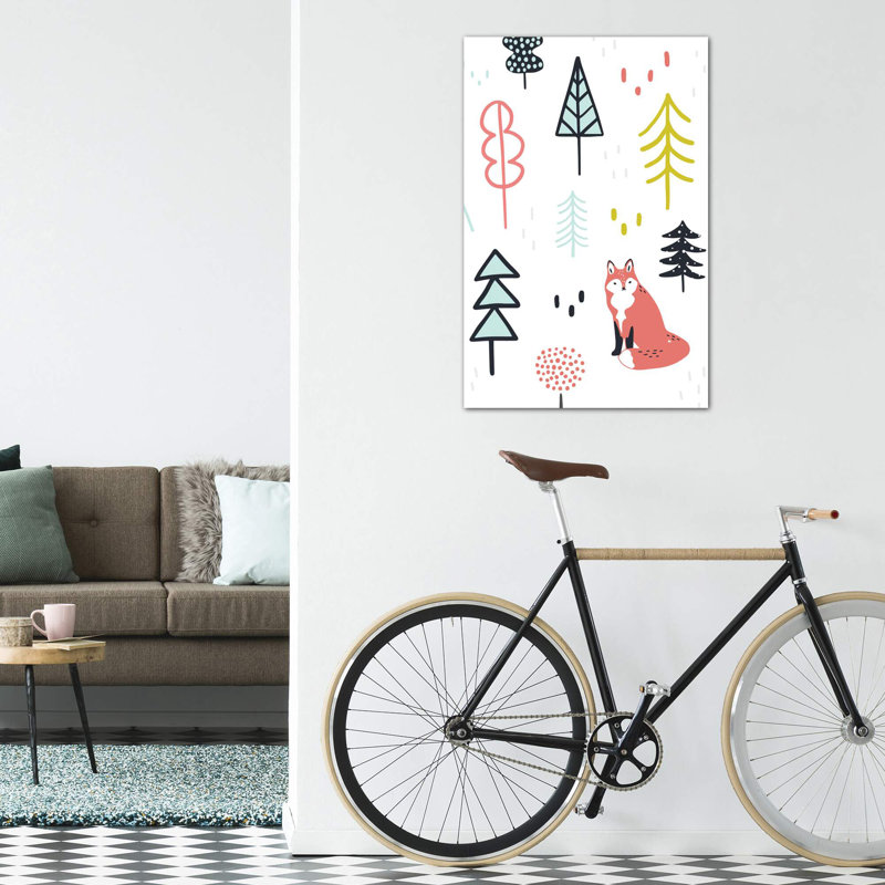 Fox Forest II par Victoria Borges - impression d'art graphique, Toile tendue, H 48 po x l 32 po x P 1,5 po, Pas de tapis