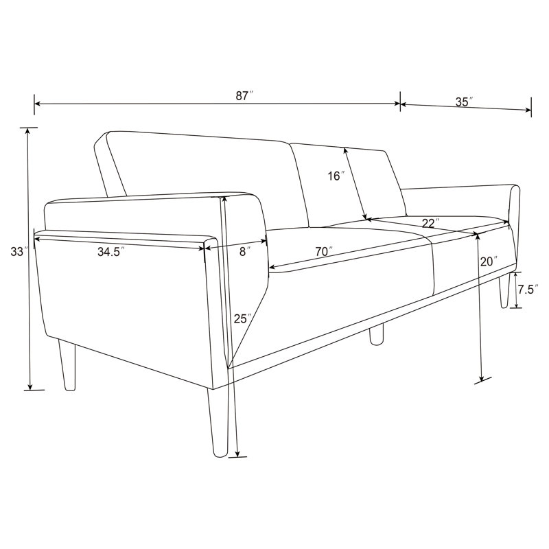 Ensemble de canapés 2 pièces, Gris, H 33 po x l 87 po x P 35 po, 4