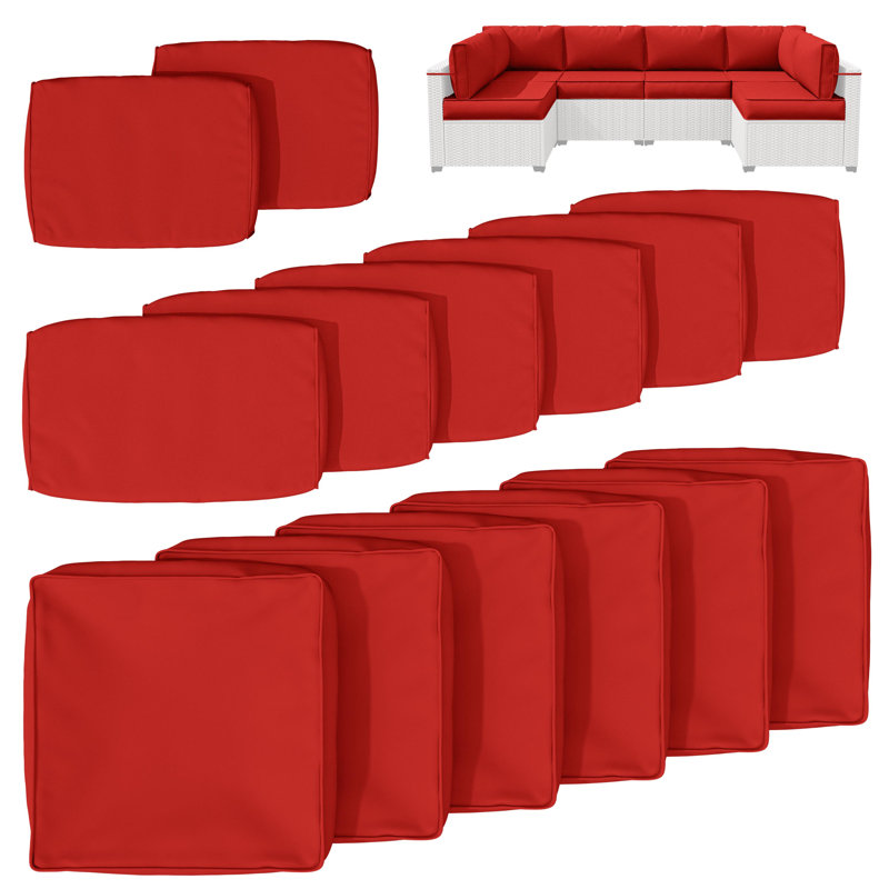 Housse de coussin pour groupe de sièges d'extérieur 14 pièces, seulement 14 housses, Rouge