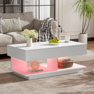 Coffee Table With Storage And LED Lights
