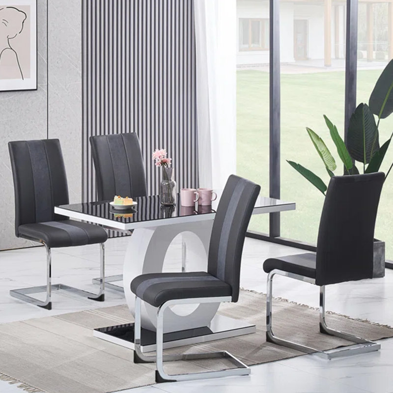 Shee Upholstered Armless Dining Chair, Grey