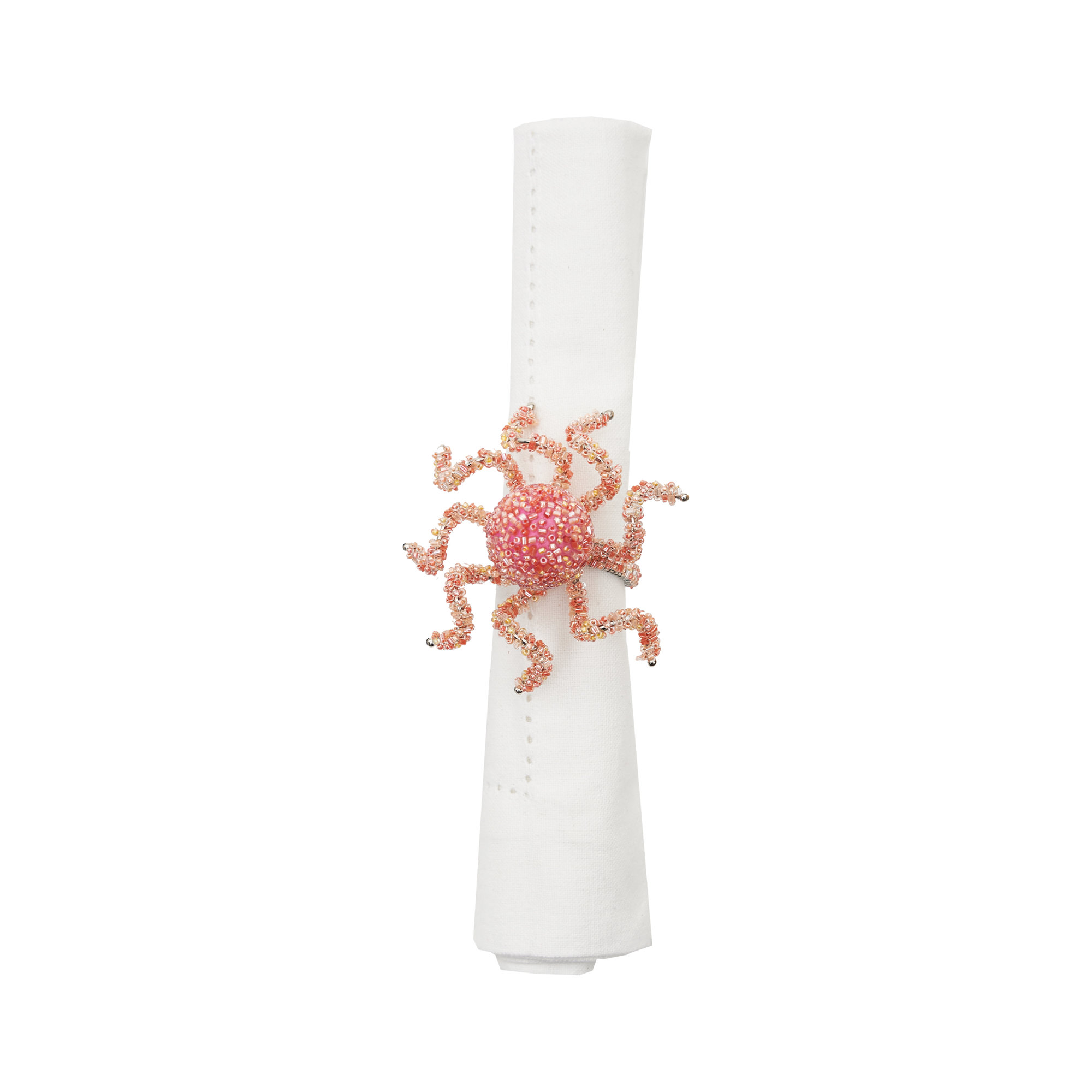 Beaded Octopus Napkin Ring, Orange