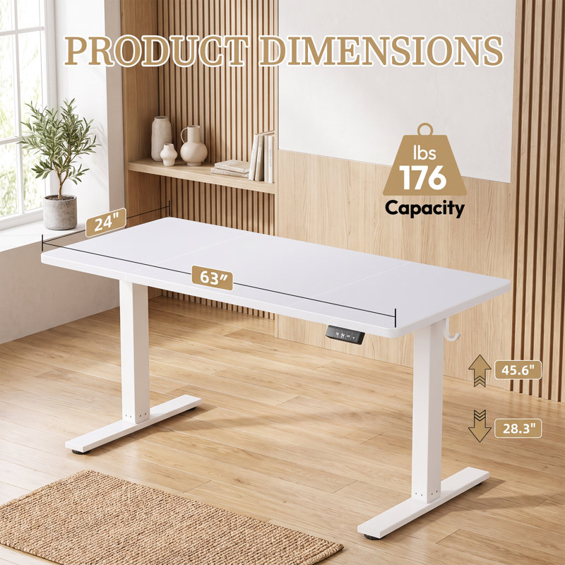 63'' Electric Height Adjustable Sewing Table, White