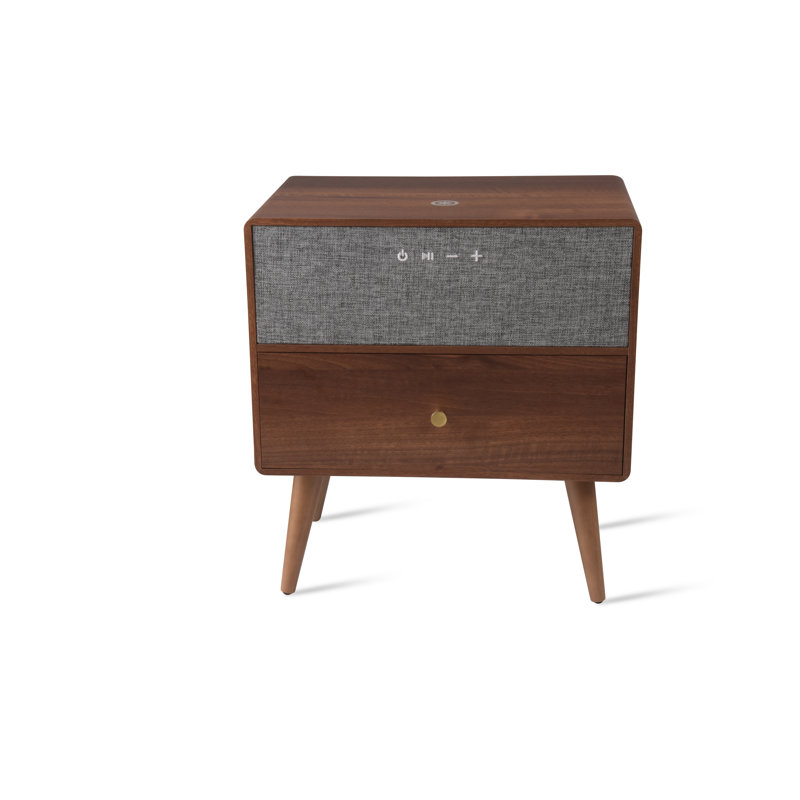 Lokken End Table with Built-In Outlets, Walnut