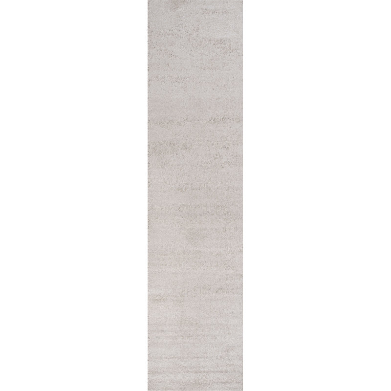 Asala Solid Low-Pile Ivory Rug, Runner 2' x 14'