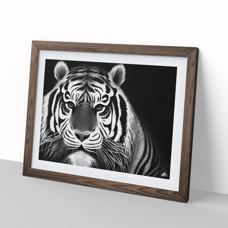 Tiger - Framed Print, 46cm H x 64cm W, Walnut Framed