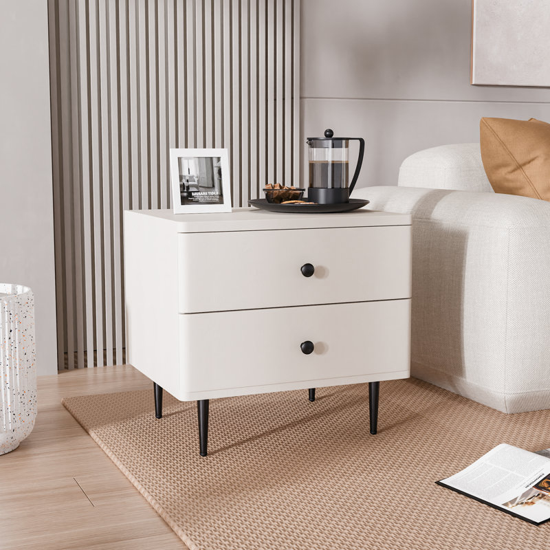 18" Modern 2 Drawer Nightstand, Bedside Table