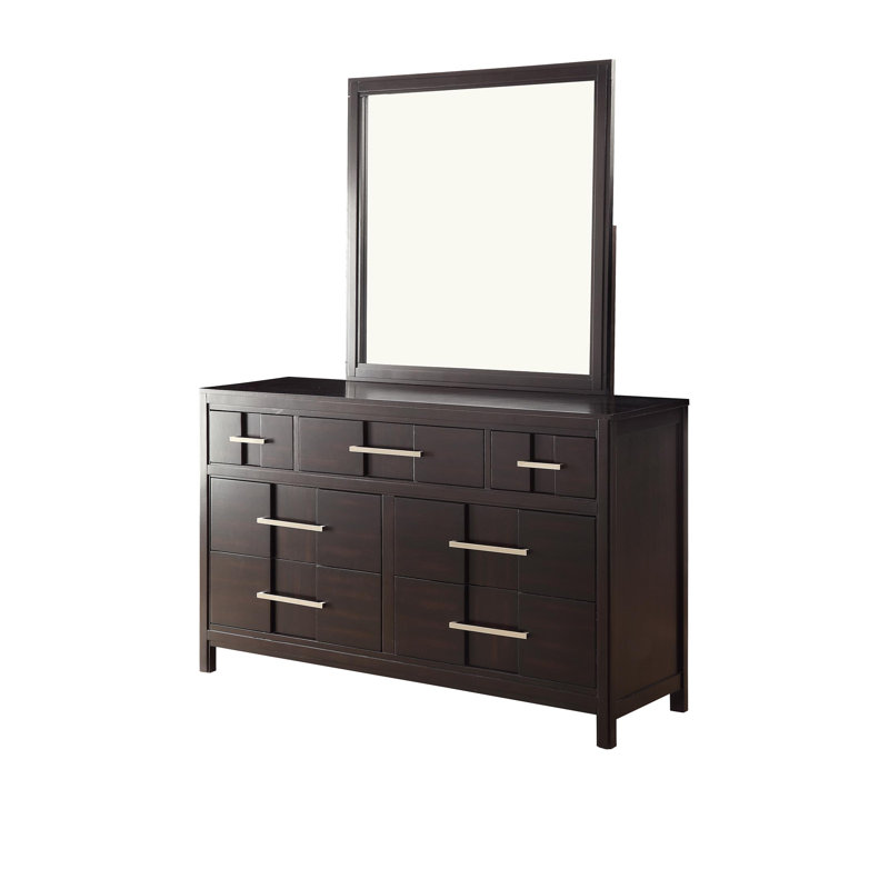 Commode 7 tiroirs avec miroir Cayer, Espresso