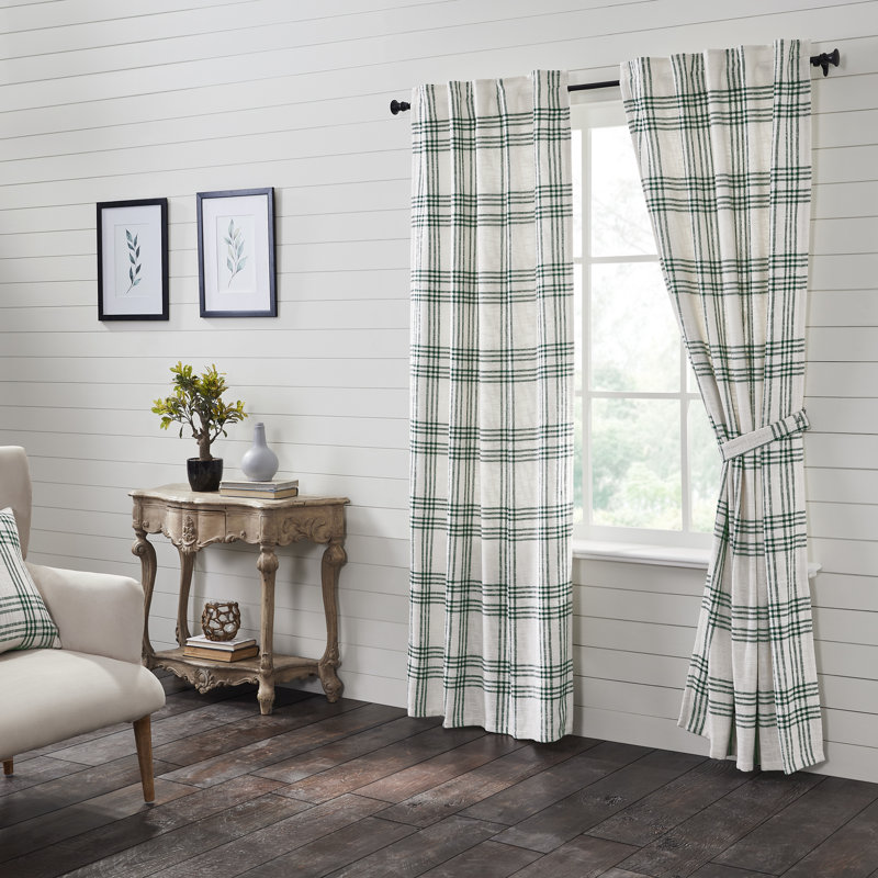 Cohe 100% Cotton Room Darkening Curtain Panel Pair, 40" W x 84" H, Green/White