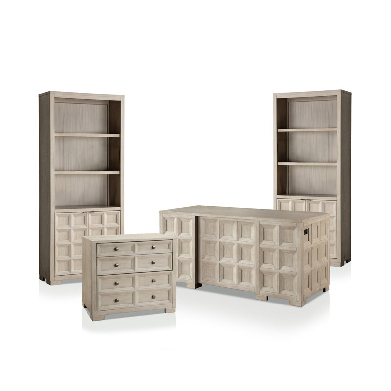 Ensemble de bureau 4 pièces avec bureau de direction, armoire de rangement et bibliothèque Schell
