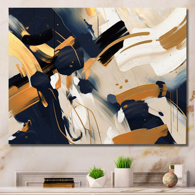 Abstrait combat doré et noir sur toile
