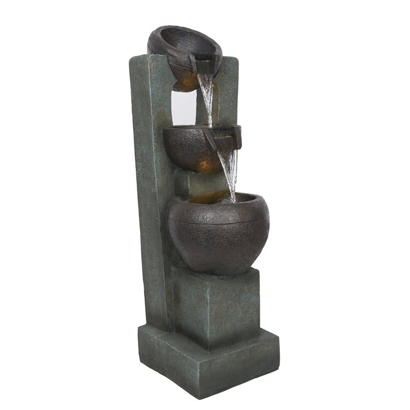 3-Tier Basin Cascading Fountain with LED Lights