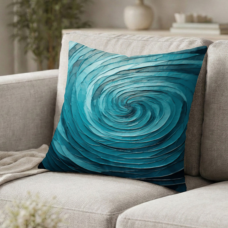 Coussin bleu sarcelle torsadé Tranquility Spiral II, H 16 po x l 16 po