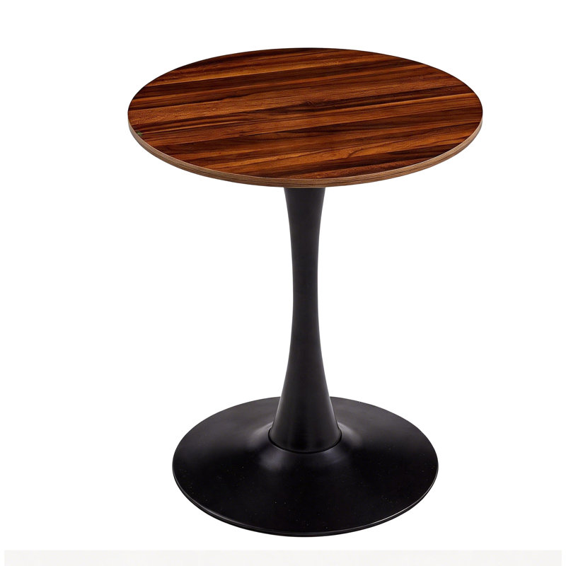 Table de salle à manger ronde à grain de bois foncé, table de salle à manger moderne, table de salle à manger, plateau de table en bois aggloméré et base mate peinte par pulvérisation en fer, table de salle à manger ovale moderne, table basse Mid-Century pour le salon de 24 pouces