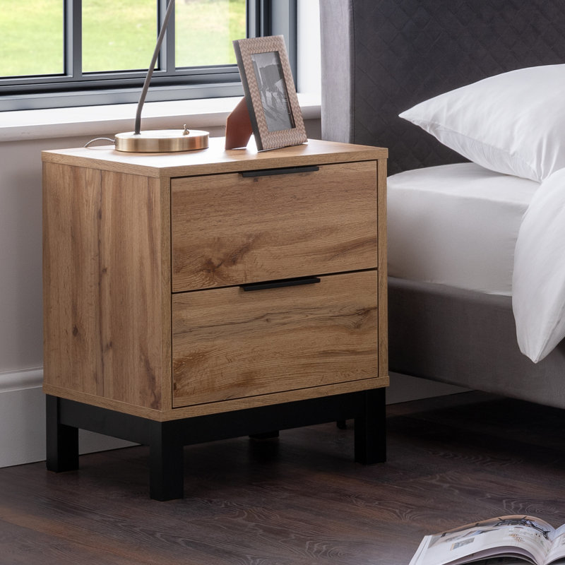 Yonkers 45cm W Manufactured Wood Bedside Table, Oak