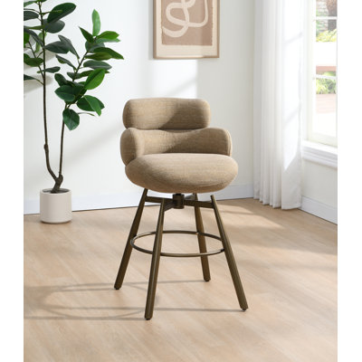 Tabouret de bar pivotant en chenille Domi