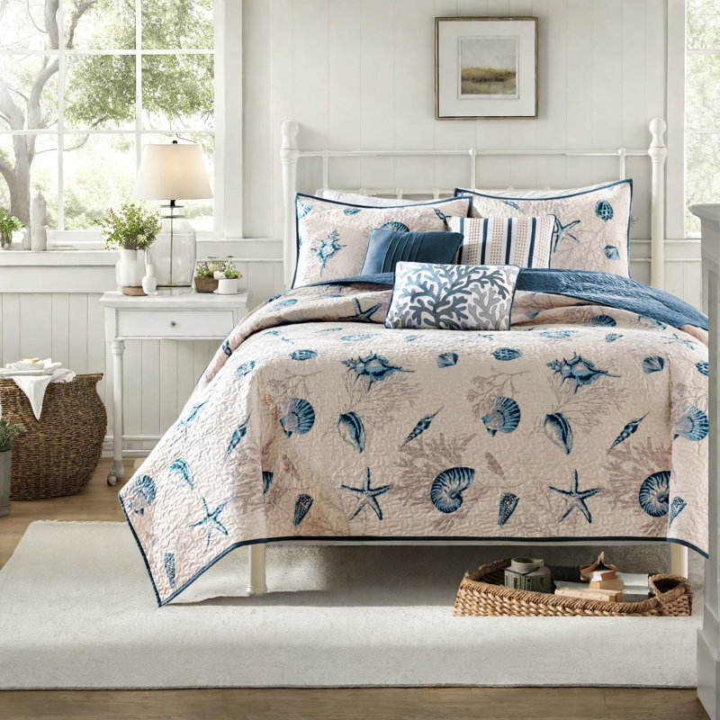 Reversible Microfiber Bedding Sets Full Queen Coastal Style For Home