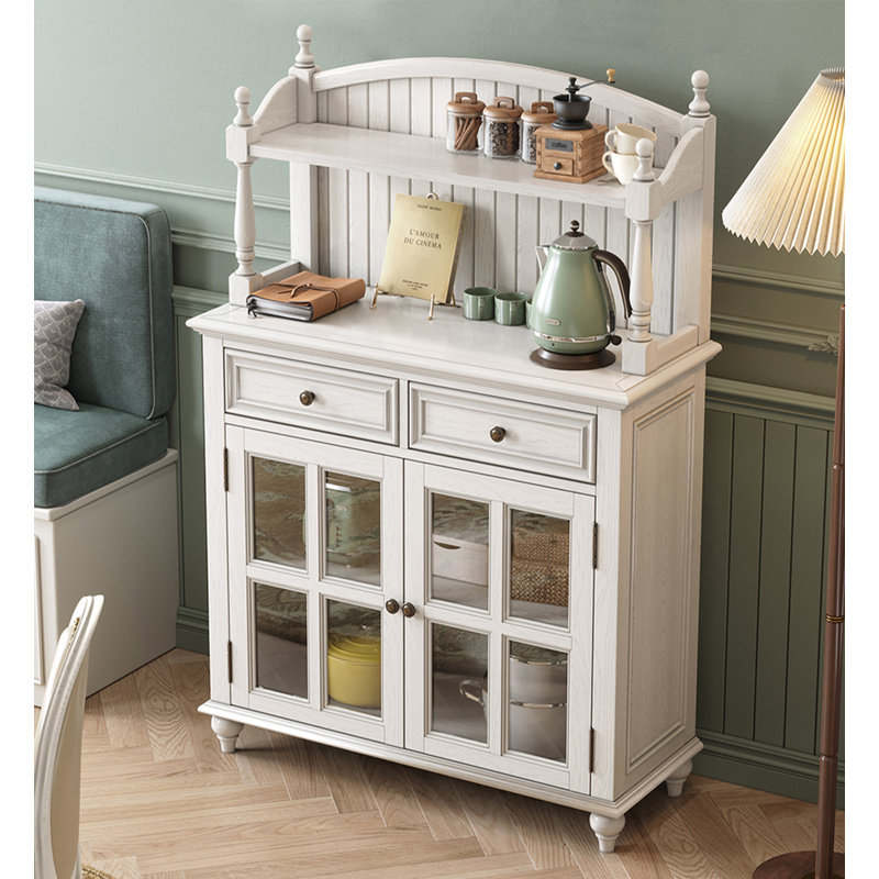 Petite armoire d'appoint multifonctionnelle en bois massif, Blanc