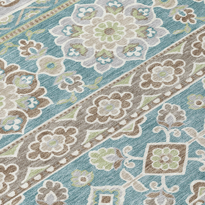 Machine Washable Indoor/Outdoor Chantille ACN2677 Tribal Rug, Teal, 10' x 14'