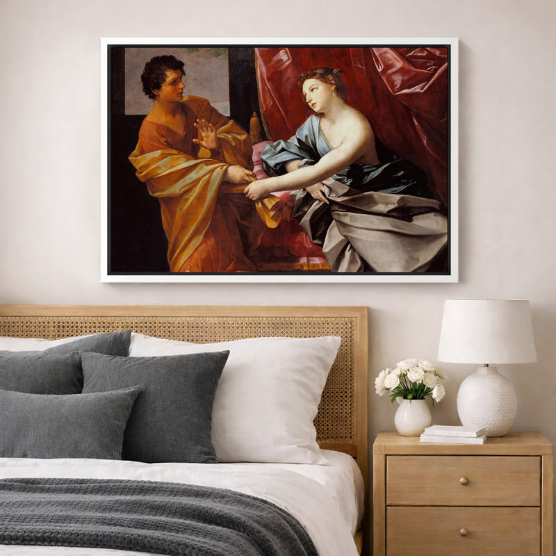 «Baroque Biblical Encounter», reproduction d'art sur toile encadrée, H 24 po x l 36 po, Cadre flottant blanc