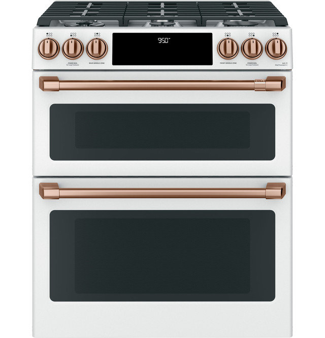 Café 30" 7 cu. ft. Smart Slide-in Dual Fuel Range with Griddle, Matte White