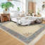 Tapis oriental oriental oriental à médaillon en laine bleu azur-116476223