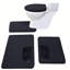 Ensemble de 4 tapis de bain en mousse à mémoire de forme avec couvre-abattant de toilette et tapis assorti, noir.