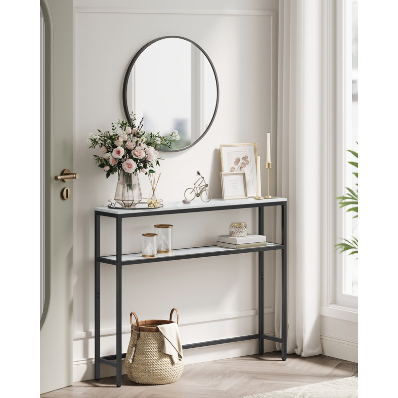 Alijandra Glass Top End Table, White