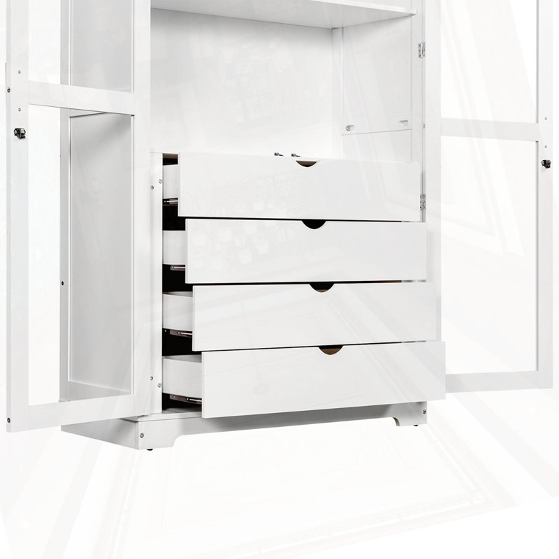 Vitrine de rangement autoportante pour cuisine, Blanc