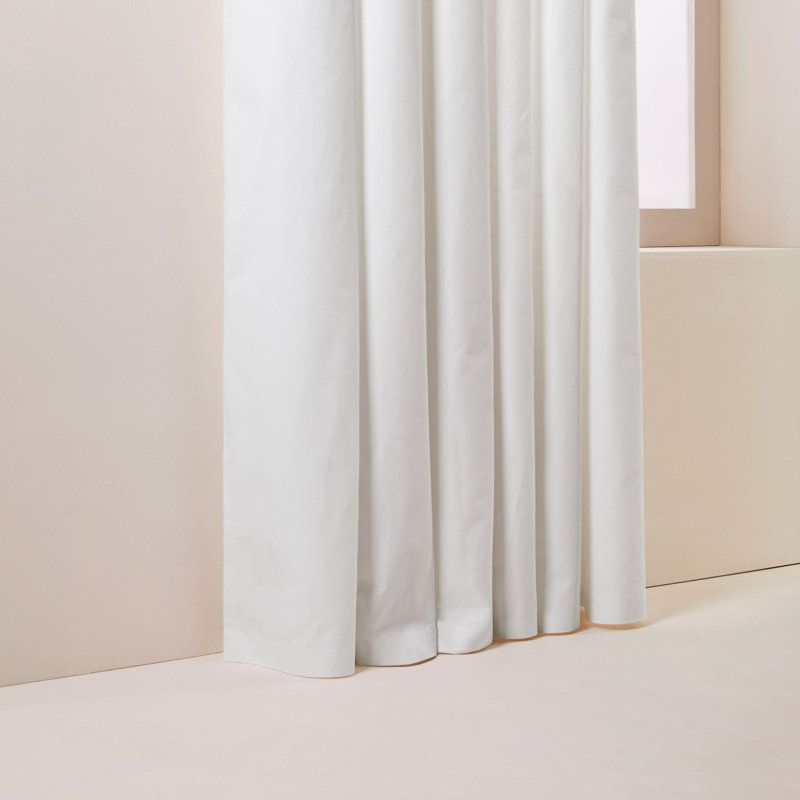 Cotton Blackout Curtain Single Panel, White