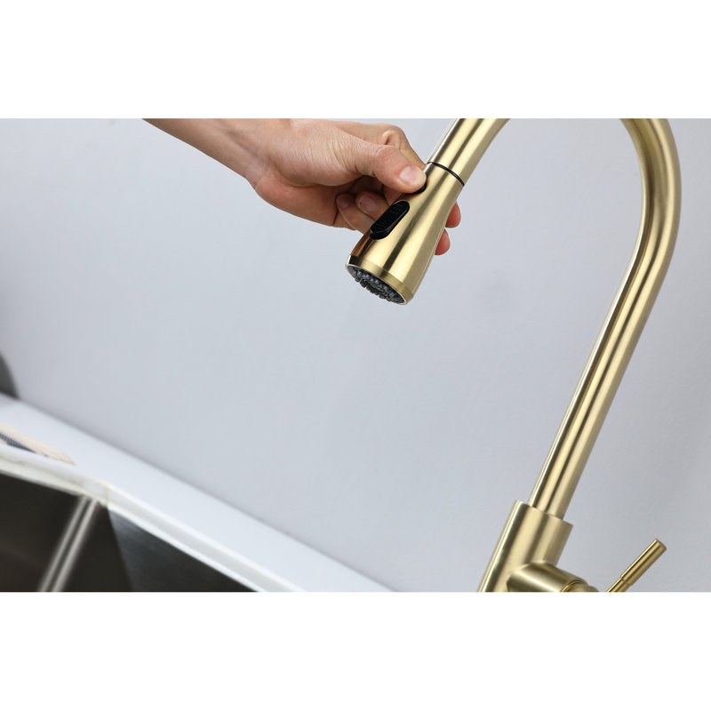 Kitchen Pull Out Spray Faucet, Brushed Gold Twinkling, Stainless Steel Expertise, 360 Rotating Prominent Nozzle, Corrosion And Rust Backed, Single Handle Scrutinized Faucet In Style, Sturdiness,