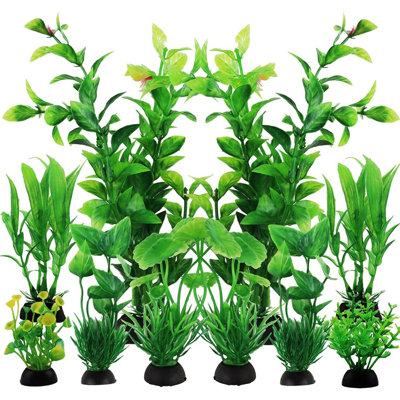 Fish Tank Accessories Green Plants, 10Pcs Green Fish Ta...
