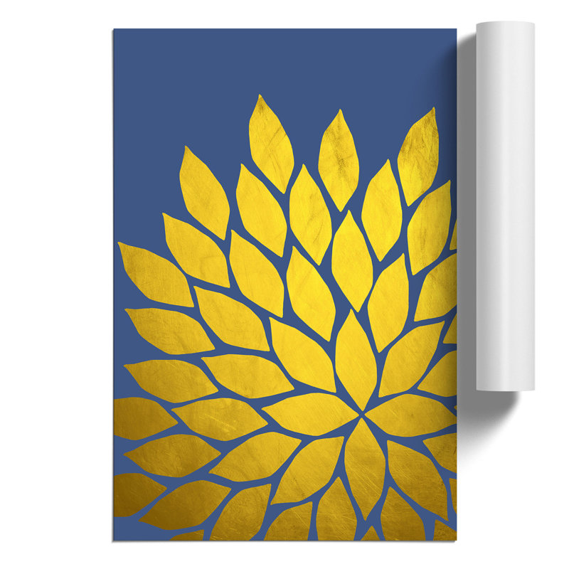 Abstract Leaves Gold - Frameless Print, 30cm H x 21cm W x 0.1cm D