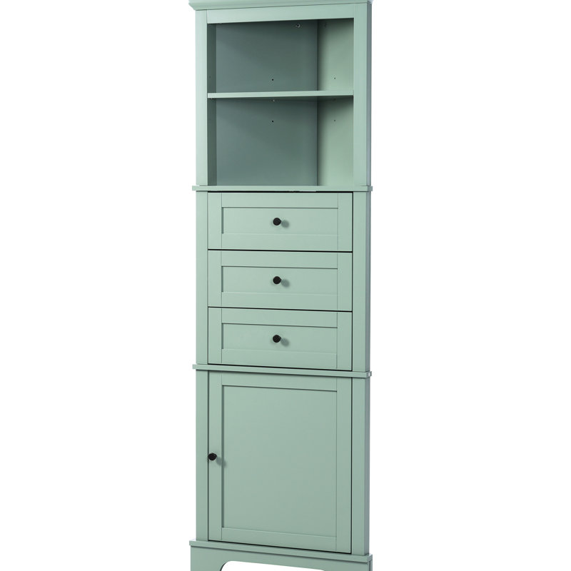 Armoire triangulaire avec 3 tiroirs, tablettes réglables pour la salle de bain, la cuisine, le salon, les grands tiroirs et l'organisation de tablettes