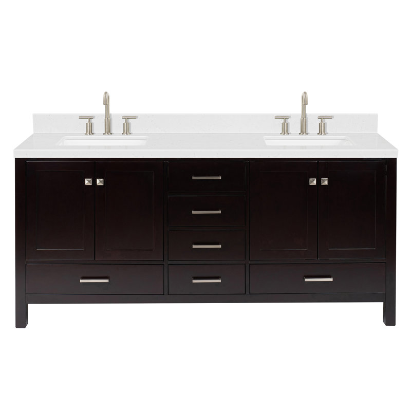  Meuble-lavabo double 72,25 po avec comptoir, Espresso, Rectangular