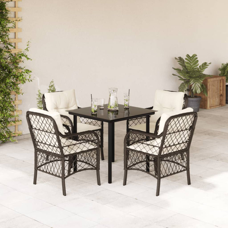 Ensemble bistro avec coussins en polyester Latitude Run®, H 29,1 po x l 31,5 po x P 31,5 po, Brun, 4