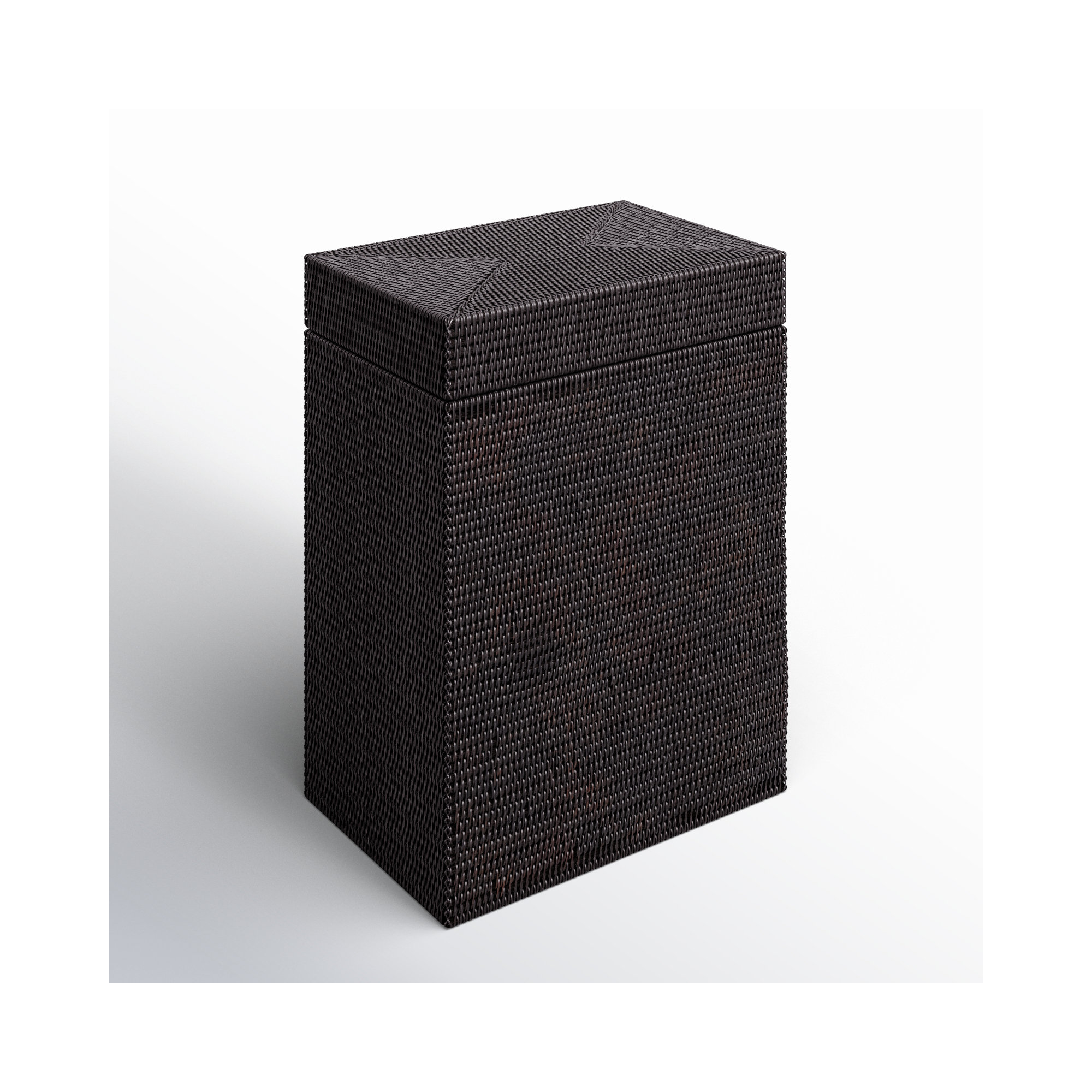 Rectangular Laundry Hamper with Hinged Lid, Tudor Black