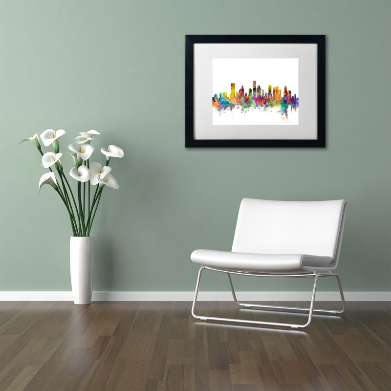 « houston texas », impression encadrée, H 16 po x l 20 po x P 0,5 po, Blanc