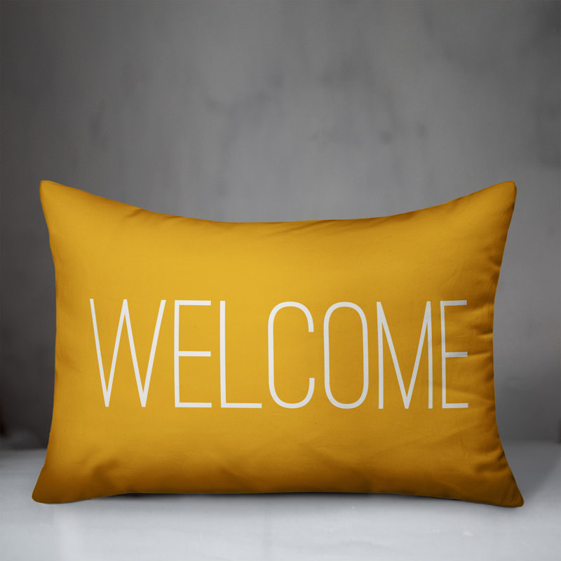 Textual Outdoor Throw Pillow, Orange