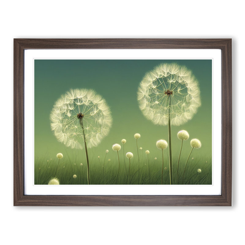 Dandelion Field - Framed Print, 46cm H x 64cm W x 2cm D, Walnut