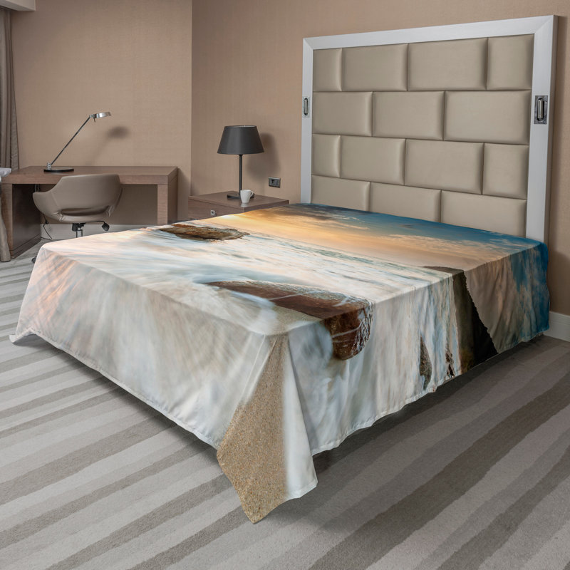 Drap plat Ambesonne Seascape, Drap plat pour très grand lit californien